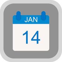 January Flat round corner Icon Design vector