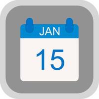 January Flat round corner Icon Design vector