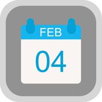 February Flat round corner Icon Design vector