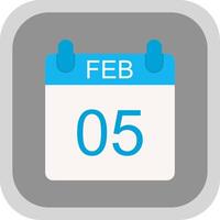 February Flat round corner Icon Design vector