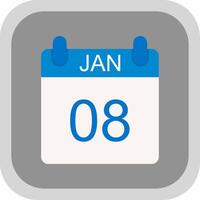 January Flat round corner Icon Design vector