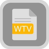 wtv archivo formato plano redondo esquina icono diseño vector