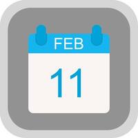 February Flat round corner Icon Design vector