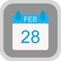 February Flat round corner Icon Design vector