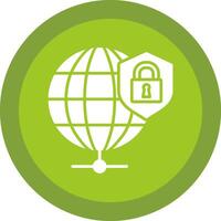 global seguridad glifo debido circulo icono diseño vector