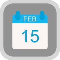 February Flat round corner Icon Design vector