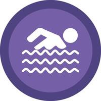 nadando glifo debido circulo icono diseño vector