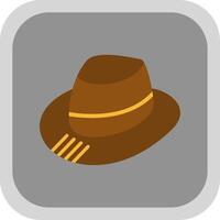 fedora plano redondo esquina icono diseño vector