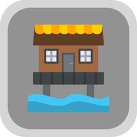 Beach Hut Flat round corner Icon Design vector