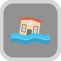 Flooded House Flat round corner Icon Design vector
