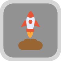 Rocket Launch Flat round corner Icon Design vector