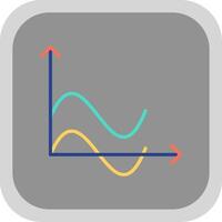 Wave Chart Flat round corner Icon Design vector