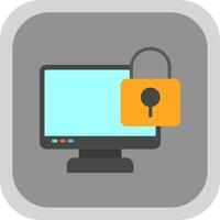 Locked Computer Flat round corner Icon Design vector