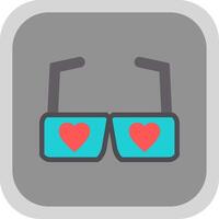 corazón lentes plano redondo esquina icono diseño vector