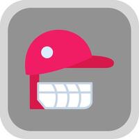 Cricket Helmet Flat round corner Icon Design vector