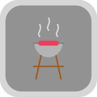 Bbq Flat round corner Icon Design vector