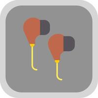 Earphones Flat round corner Icon Design vector