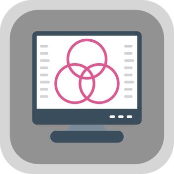Desktop Computer Flat round corner Icon Design vector