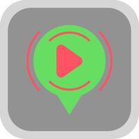 Play Button Flat round corner Icon Design vector