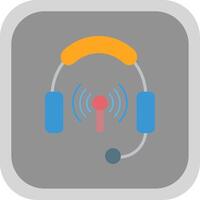 Headphones Flat round corner Icon Design vector