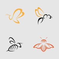 collection of honey bee animal logos and symbols illustration design isolated gray background vector