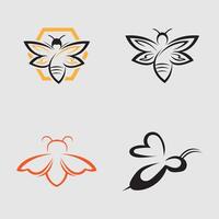 collection of honey bee animal logos and symbols illustration design isolated gray background vector