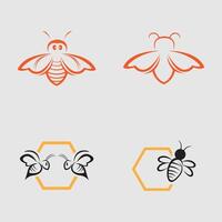 collection of honey bee animal logos and symbols illustration design isolated gray background vector