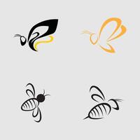 collection of honey bee animal logos and symbols illustration design isolated gray background vector