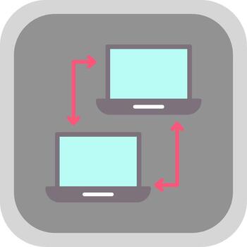 Computer Networking Flat round corner Icon Design vector