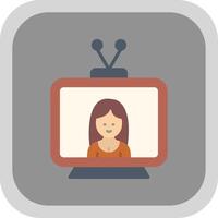 Television Flat round corner Icon Design vector