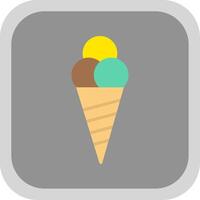 Ice Cream Cone Flat round corner Icon Design vector