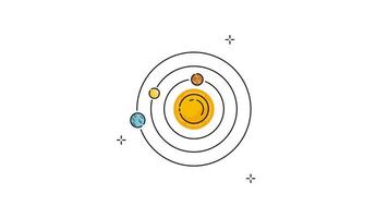 Soleil et planète de le solaire système icône animation pour astronomie science , isolé espace astrologie 2d Animé métrage mouvement graphique conception video