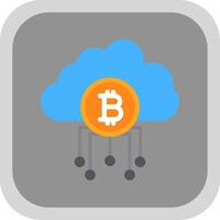 Cloud Bitcoin Flat round corner Icon Design vector