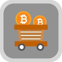 Bitcoin Trolley Flat round corner Icon Design vector