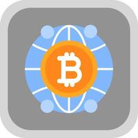 Global Bitcoin Flat round corner Icon Design vector