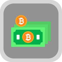 bitcoin efectivo plano redondo esquina icono diseño vector