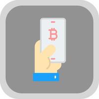 Pay Bitcoin Flat round corner Icon Design vector