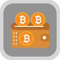 bitcoin billetera plano redondo esquina icono diseño vector