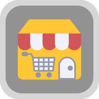 E Store Flat round corner Icon Design vector