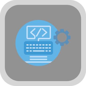Web Development Flat round corner Icon Design vector