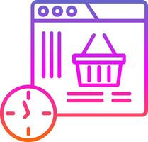 compras hora línea degradado icono diseño vector