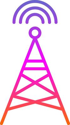 Radio Tower Line Gradient Icon Design
