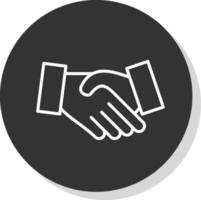 Hand Shake Line Shadow Circle Icon Design vector