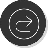 U Turn Line Shadow Circle Icon Design vector