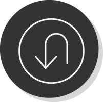 U Turn Line Shadow Circle Icon Design vector