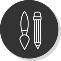 Writing Tool Line Shadow Circle Icon Design vector