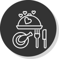 Dinner Line Shadow Circle Icon Design vector