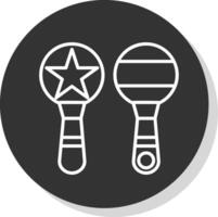 maracas línea sombra circulo icono diseño vector