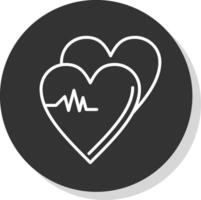 Heart Line Shadow Circle Icon Design vector