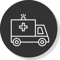 Ambulance Line Shadow Circle Icon Design vector